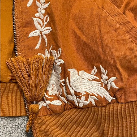 Knox Rose Rust Bomber Jacket with White Embroidery - Picture 4 of 6